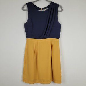 Modcloth Pink Martini Navy Gold Color Block Dress S